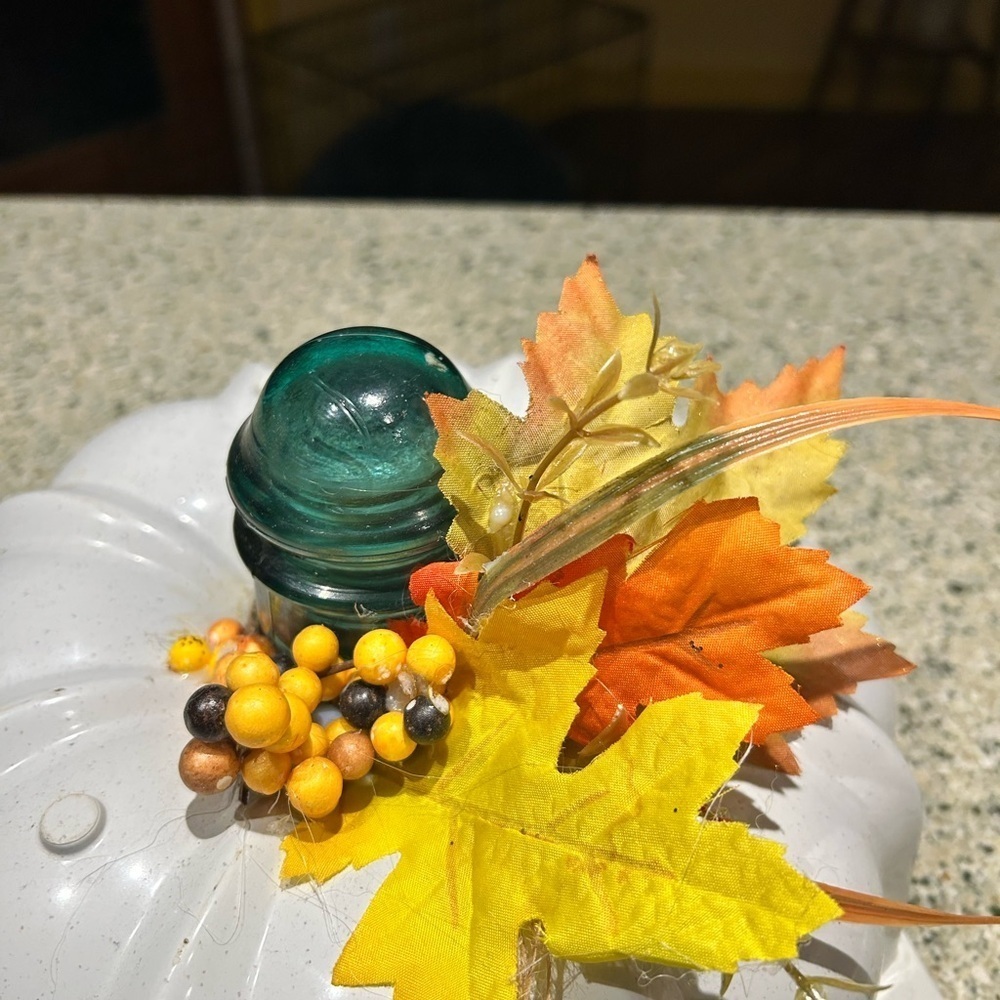 Handmade pumpkin made out of a white bunt cake pan. - Picture 2 of 3
